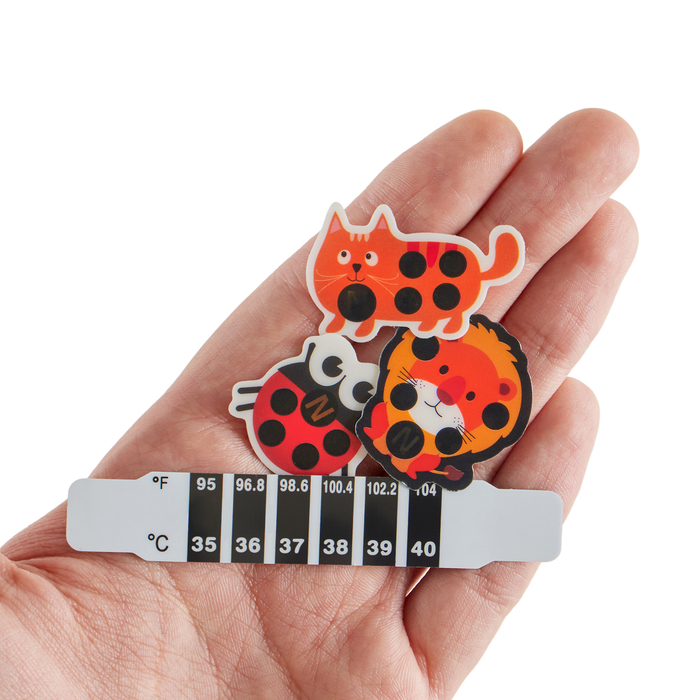 Детский термометр-наклейка налобный, градусник для новорожденных «Милые зверушки», до 40°, набор 4 шт.