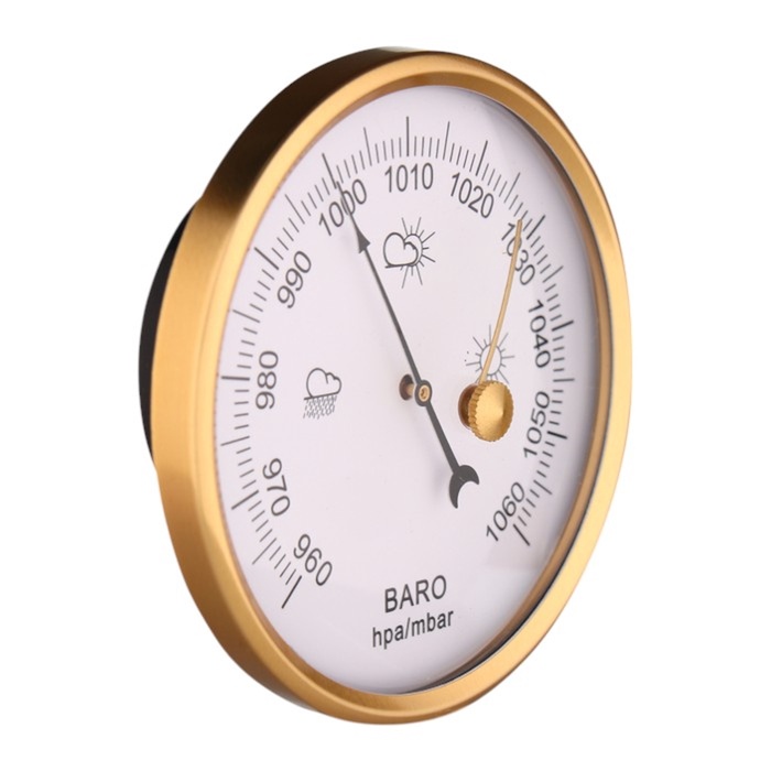 Барометр механический, настенный, золотая рамка, d=6 см