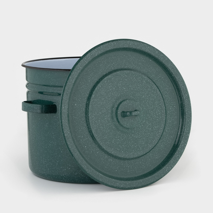 Бак эмалированный, 20 л, d=34 см, с крышкой, зелёный