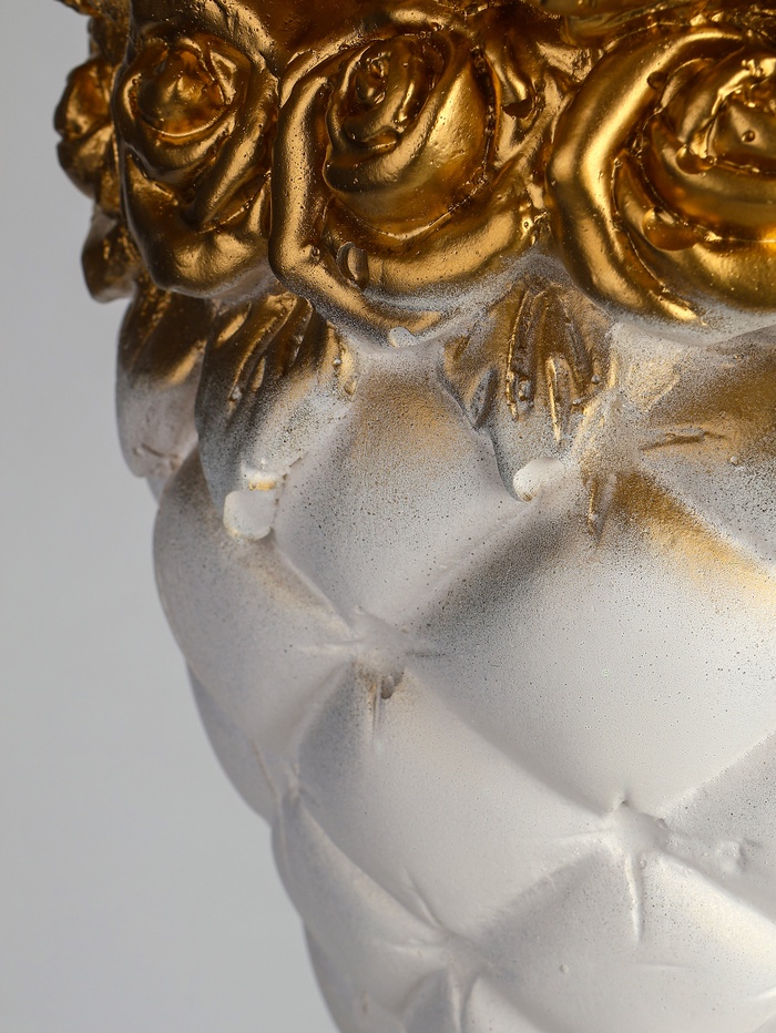 Колонна декоративная «Розы», гипс, под белое золото, 83×36×36 см