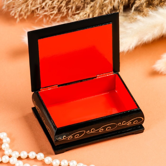 Шкатулка для украшений «Тюльпаны», 8×10 см, лаковая миниатюра