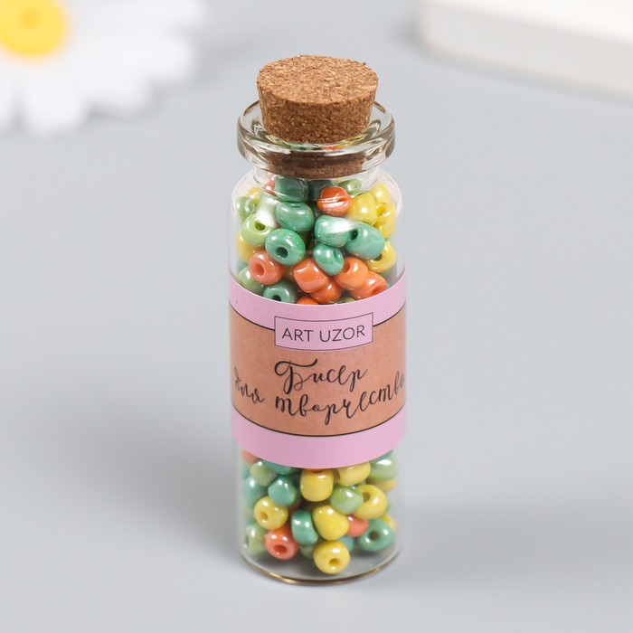 Бисер 6/0 в бутылочке «Оттенки осени», 20 г, керамический блеск, 6×2×2 см