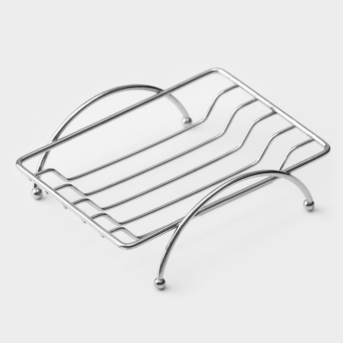 Мыльница на ножках Доляна «Вернисаж», 12×9×3 см, хромированная