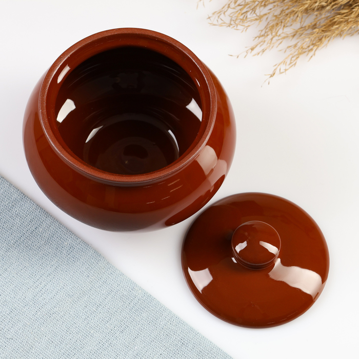 Горшок для запекания Псковский гончар «Стандарт», 330 л, керамика, коричневый