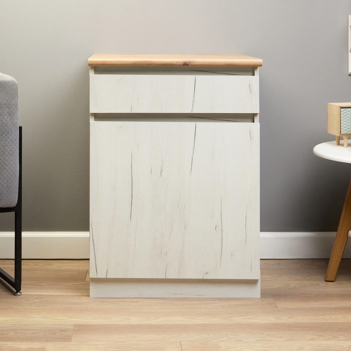 Шкаф напольный «Зара», 1 ящик, 1 створка, 600×600×850 мм, цвет крафт белый