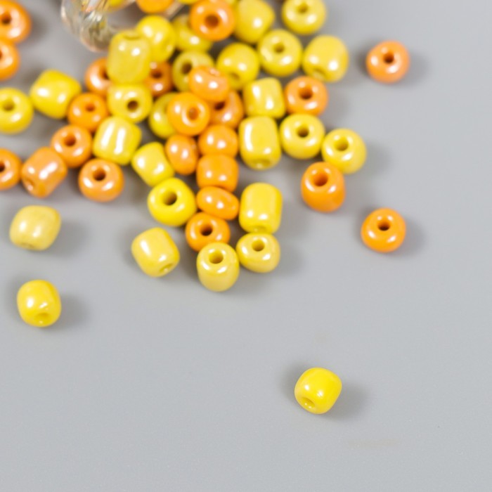 Бисер 6/0 в бутылочке «Горчица и васаби», 20 г, керамический блеск, 6×2×2 см