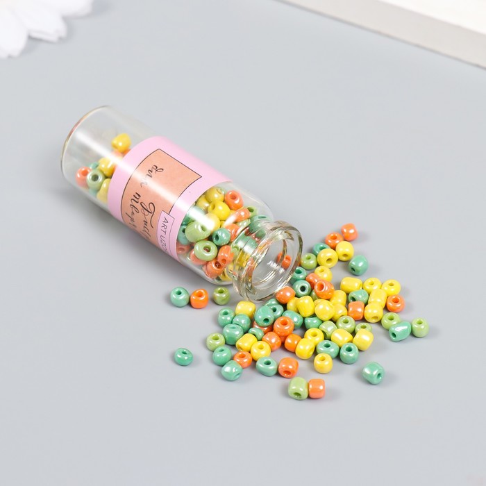 Бисер 6/0 в бутылочке «Оттенки осени», 20 г, керамический блеск, 6×2×2 см