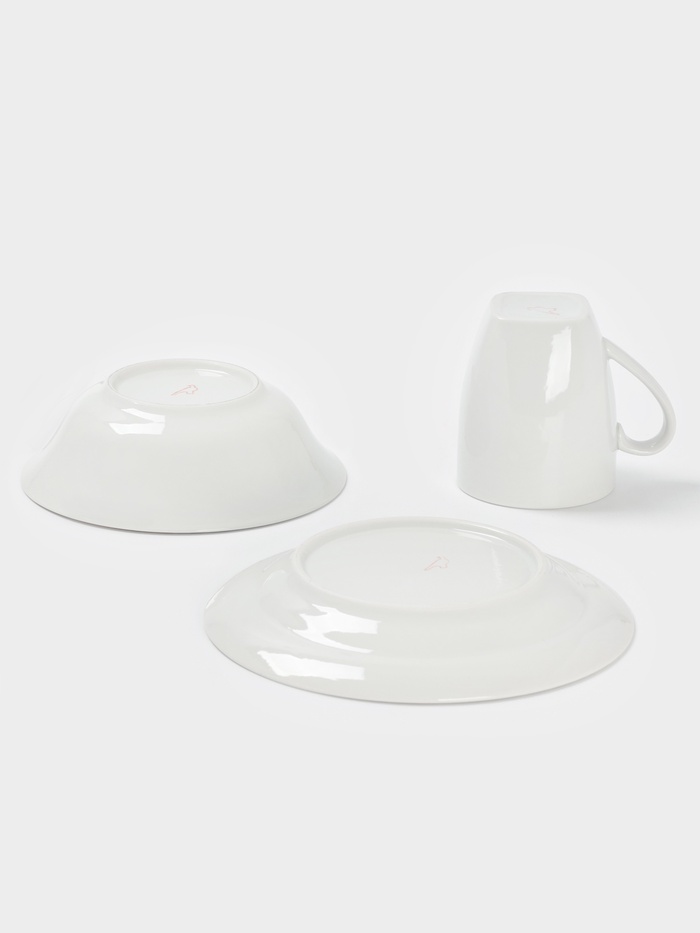 Набор детской посуды Дулевский фарфор «Зайка», 3 предмета: тарелка 175 мл, миска 360 мл, кружка 210 мл, белый