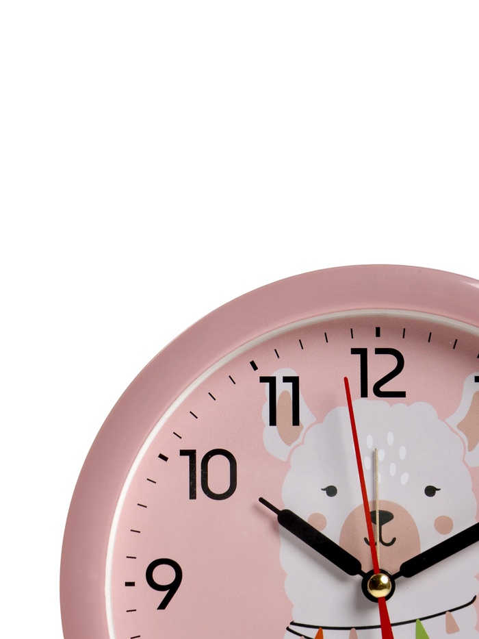 Будильник «Альпака», плавный ход, d=15 см, розовый
