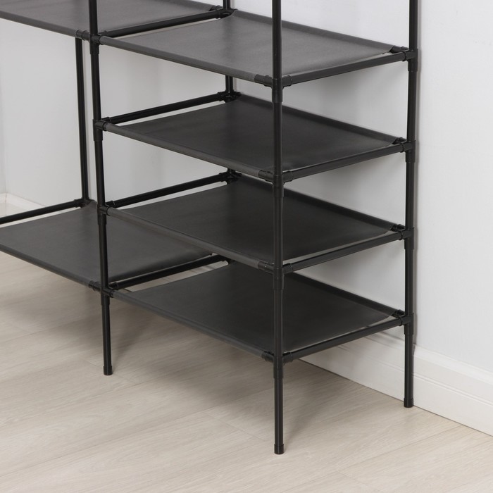 Вешалка - стойка напольная для одежды LaDо́m, с полками для хранения, 107×35×173 см, чёрная