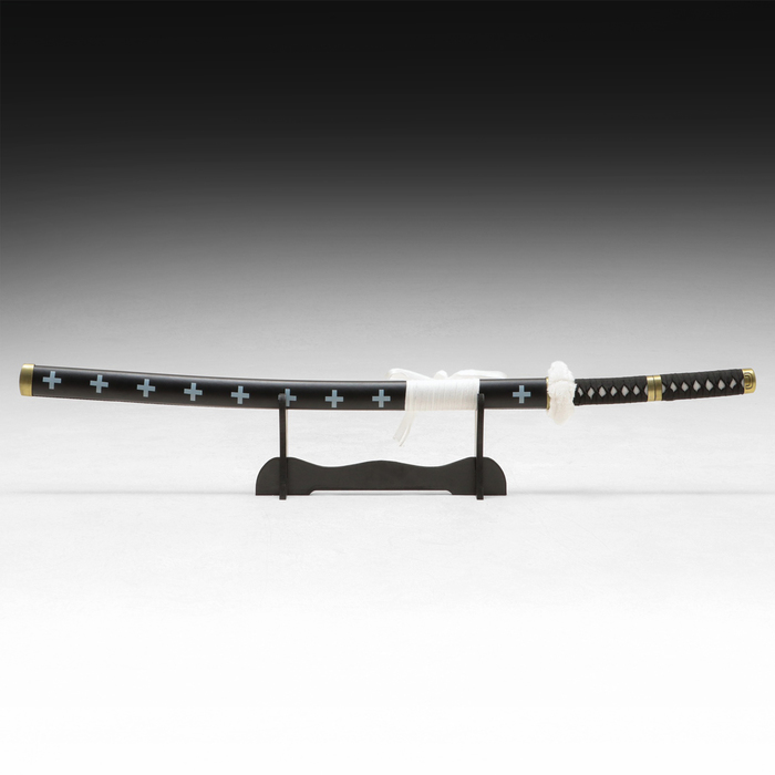 Макет оружия «Сувенирная катана на подставке. Ло», 103 см, клинок 68 см, чёрная с белым