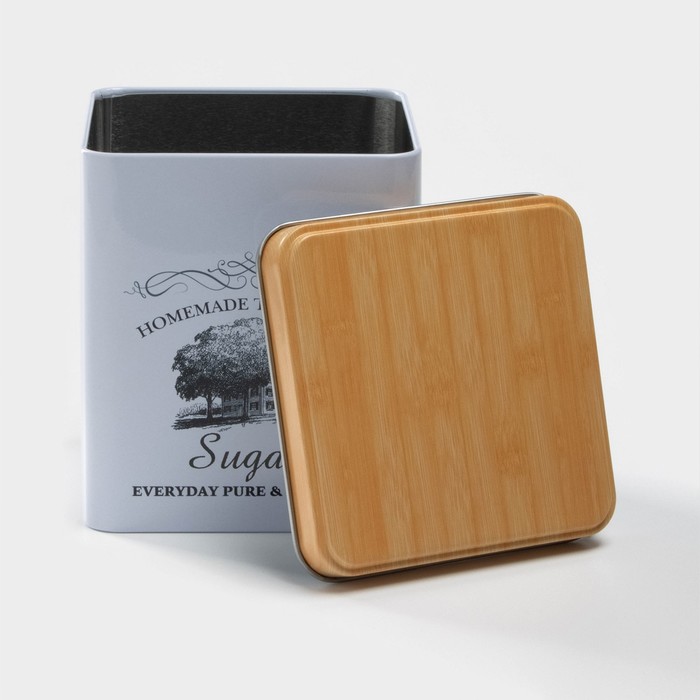 Банка для сахара «Дом и поле», 1.1 л, 12×10 см, жесть, белая