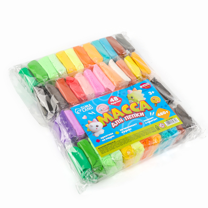 Воздушный пластилин, большой набор 48 брусков по 10 г