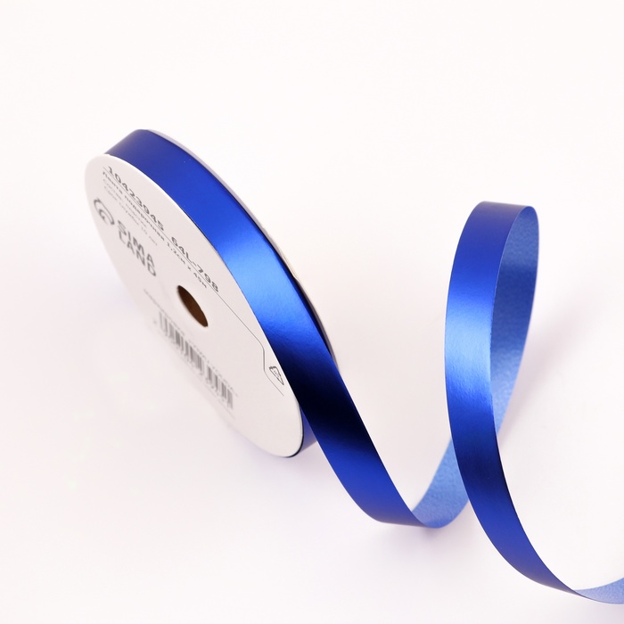 Лента для декора и подарков «Металлик», 1.2 см × 45 м, синяя