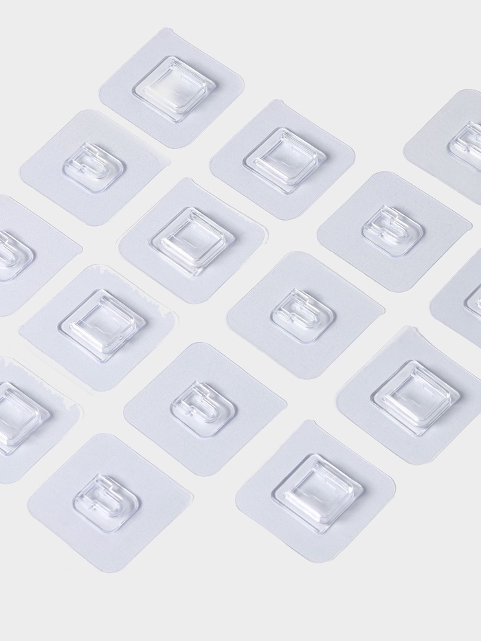 Крючки держатели двойные самоклеящиеся, 10 комплектов, 5.7×5.7×1 см, прозрачные