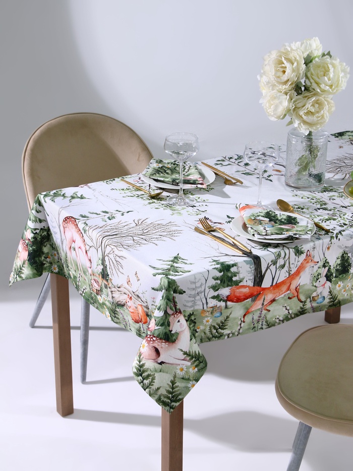 Кухонный набор «Этель. Пасха в лесу»: скатерть 148×112±2 см с ГМВО, салфетка 40×40 см - 4 шт.