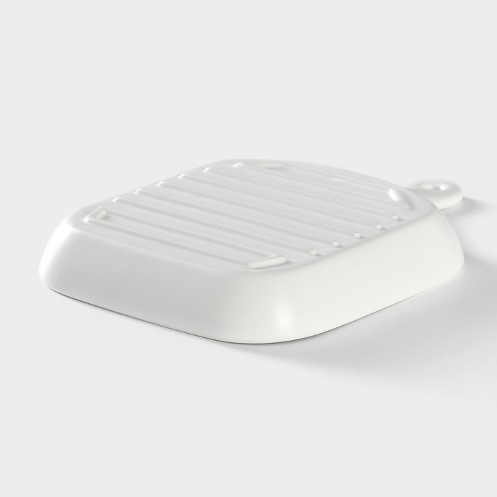 Блюдо для подачи Magistro «Сковорода-гриль», 23×16×3 см, жаропрочная керамика, белое