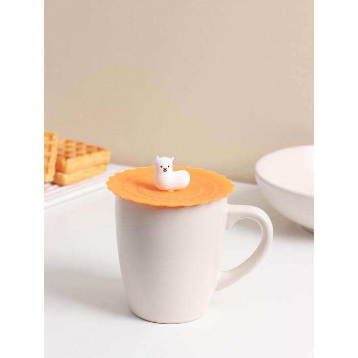 Крышка - непроливайка силиконовая Доляна «Лама», d=10 см, оранжевая