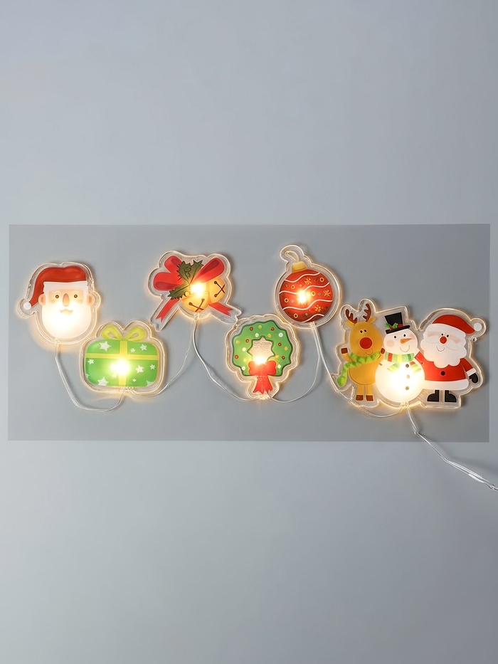 Светодиодная наклейка на окна «Праздничные элементы», 0.5 м, 6 LED, от батареек CR2032×2, свечение тёплое белое