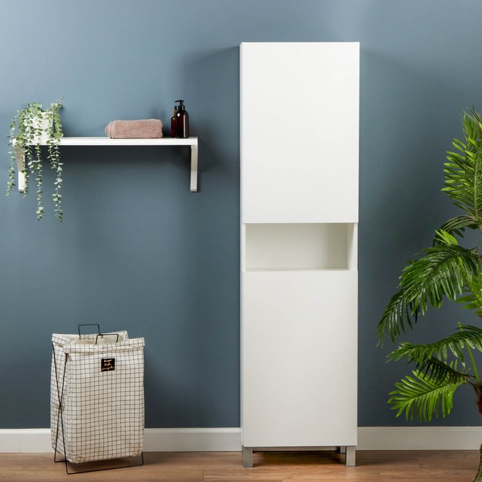 Шкаф – пенал для ванной комнаты «Пронто», с нишей, 500×300×1850 мм, цвет белый