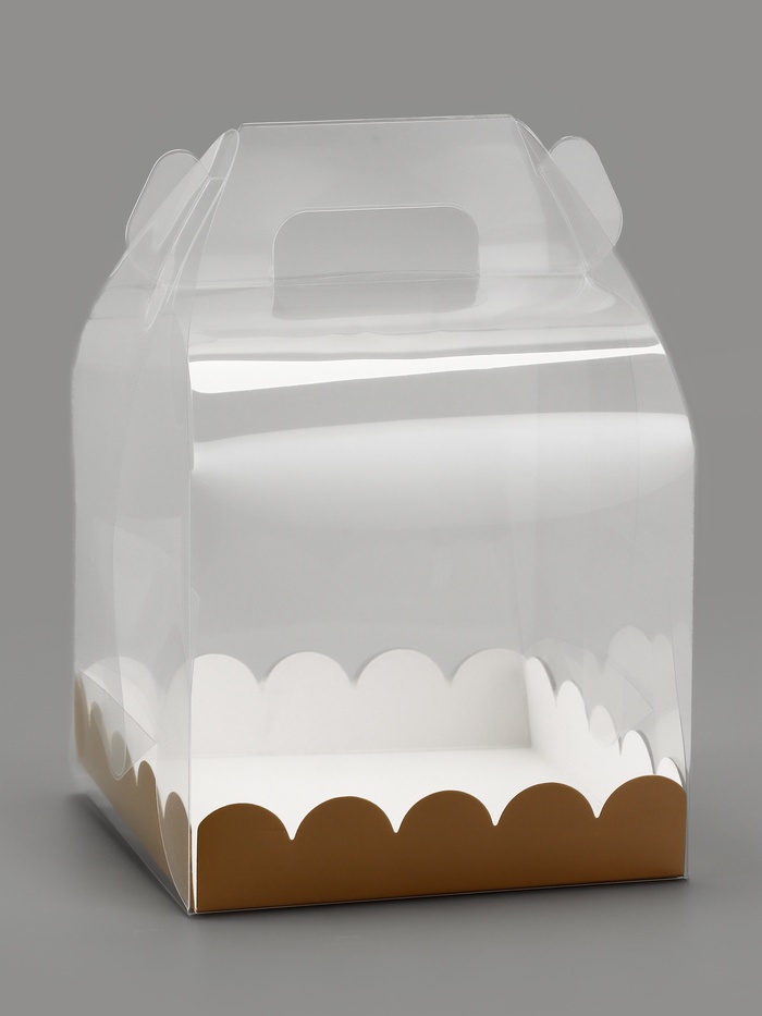 PVC Коробка для бенто - торта, прозрачная, 14×14×12 см