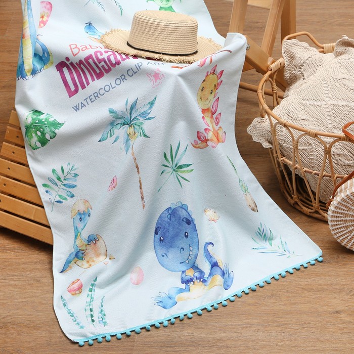 Полотенце пляжное «Этель. Динозаврики», 75×140 см, микрофибра