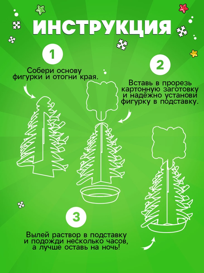 Выращивание новогоднего кристалла «Ёлочка», набор для опытов, сделай сам