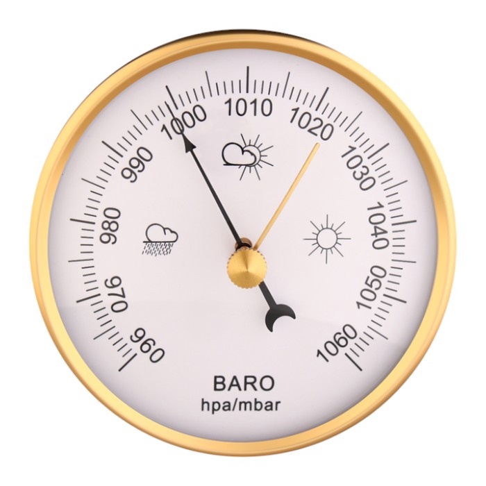 Барометр механический, настенный, золотая рамка, d=6 см