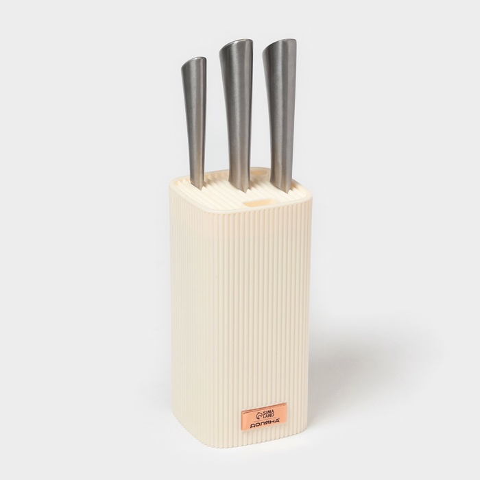 Подставка для ножей Доляна Loft, 11×11×22 см, пластик, бежевая
