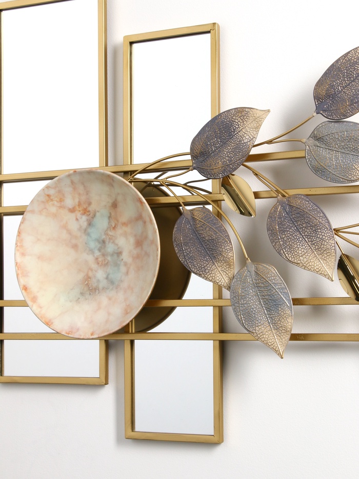 Декор настенный с зеркалом «Изящная ветвь», панно металл, 150×6×67 см