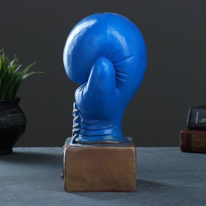 Копилка для денег «Боксерская перчатка», гипс, синяя-золото, 12×14×24.5 см