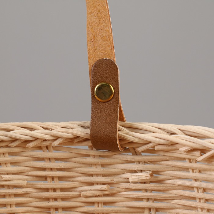 Корзина плетёная для хранения «Кори», 27×19×15 см, ручка h=16 см, ротанг, бежевая