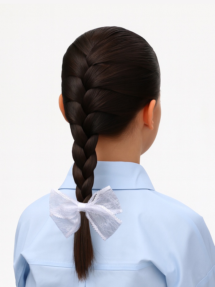 Бант для волос на резинке «Бантик», кружевной край полоски, 9 см, белый