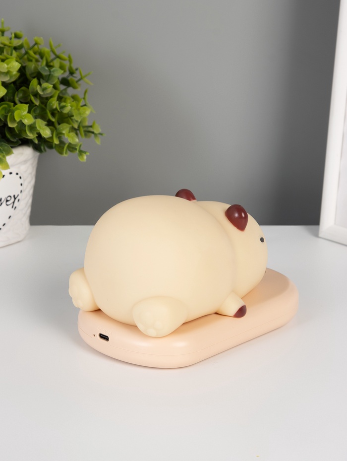 Ночник «Капибара на коврике», LED, 3 Вт, 5V, USB, АКБ, 9.3×15×13.2 см