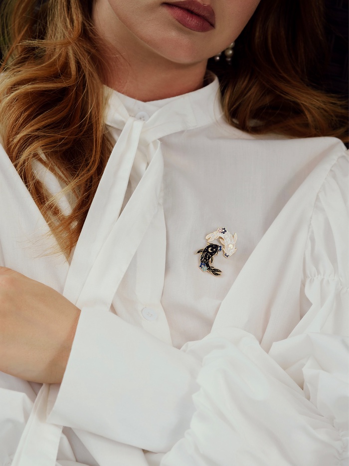 Набор значков «Япония. Карпы», 2 шт., цветной в золоте