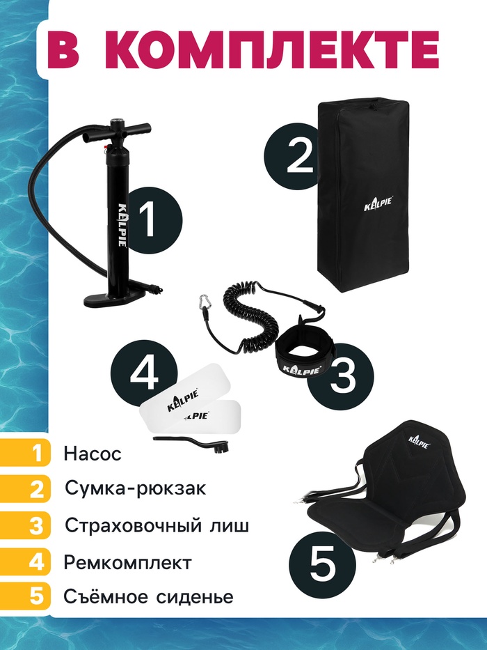 SUP доска надувная универсальная KELPIE, 10.4" 315×80×15 см