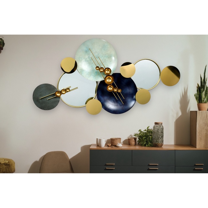 Декор настенный с зеркалом «Космические мотивы», панно металл, 74×138×12 см