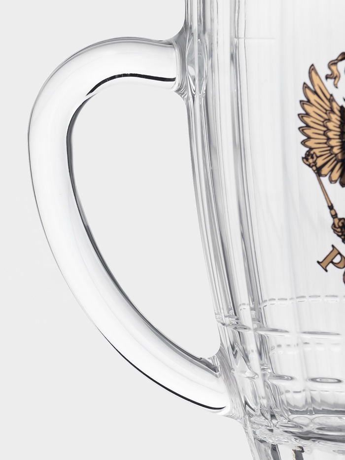 Пивная кружка «Герб России», 500 мл, стекло, прозрачная