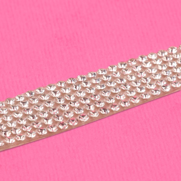 Стразы самоклеящиеся, d=2×14 мм, 4.5±0.5 м, цвет серебряный