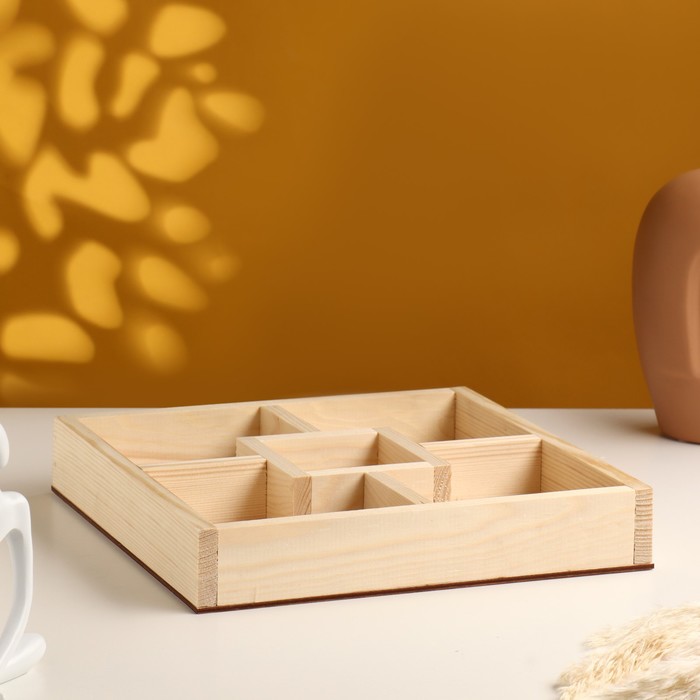 Кашпо для цветов, 25×25×4 см, деревянное, 5 отсеков