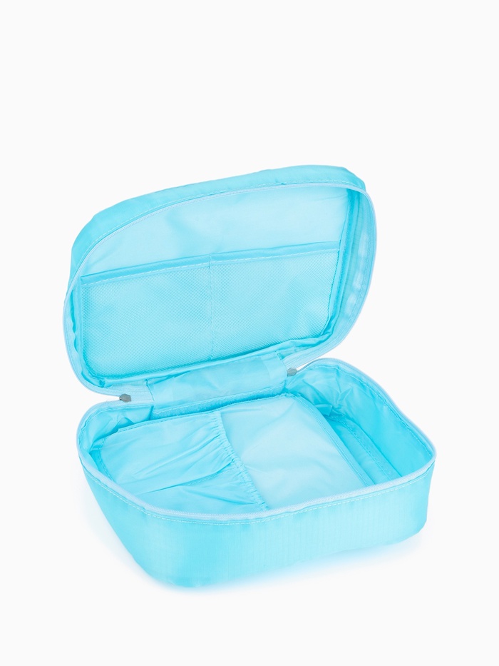 Косметичка - органайзер дорожная на молнии, с карманами, голубая