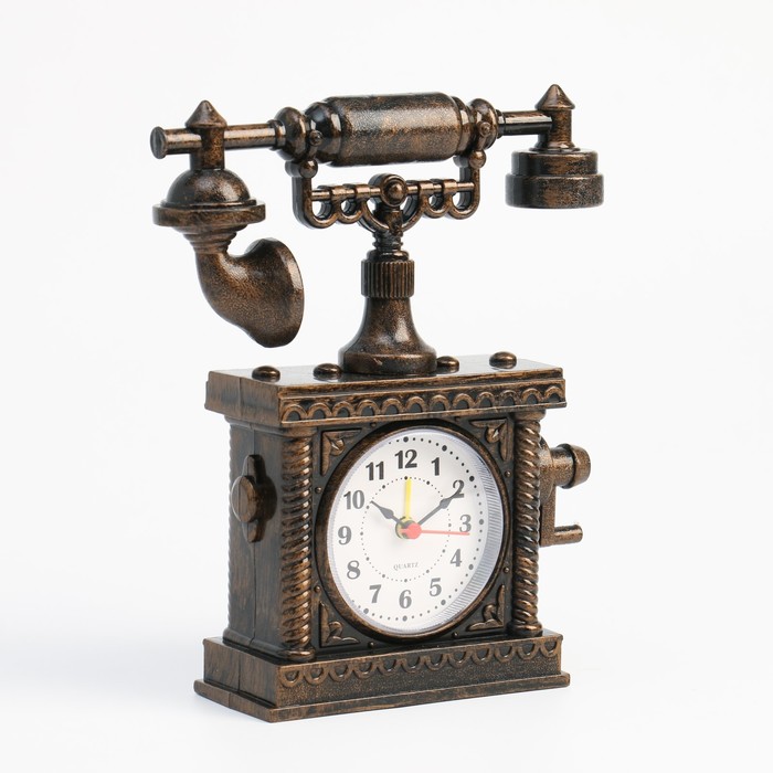 Будильник «Ретро телефон», дискретный ход, 16×5×19 см, от батарейки АА, коричневый