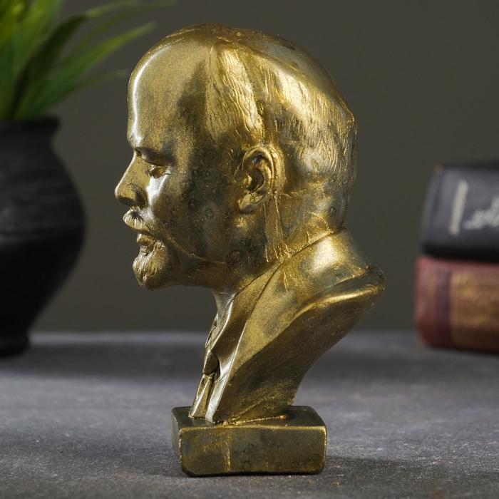 Бюст «Ленин В.И.», фигурка гипс, под латунь, 13×8×8 см