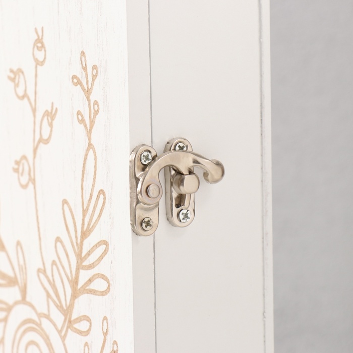 Ключница настенная «Веточка цветочная», дерево, 6 крючков, состаренный белый, 6×22×30 см