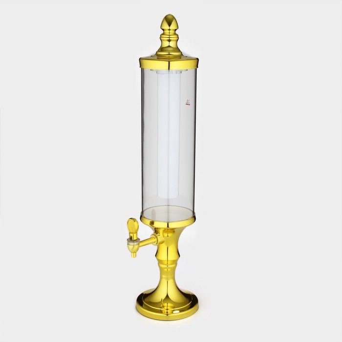 Башня пивная «Петронас», 3 л, колба для льда, подсветка, 2 батарейки AG3, пластик, золотистая