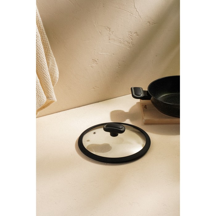 Крышка SL Home, d=22 см, с силиконовым ободком, стекло