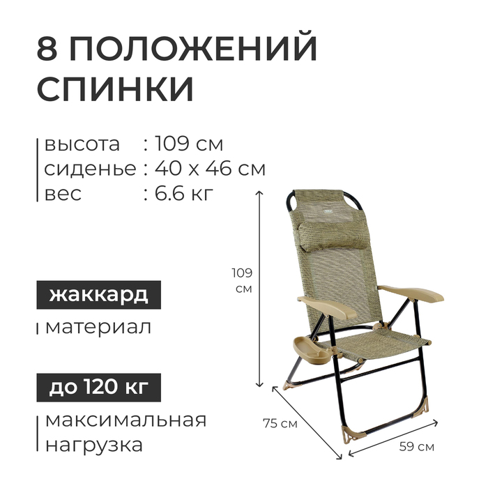 Кресло - шезлонг Nika, 75×59×109 см, цвет ротанг