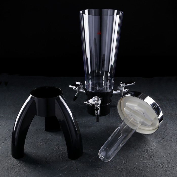 Башня пивная «Ракета», 3 л, колба для льда, 3 крана, пластик, чёрная
