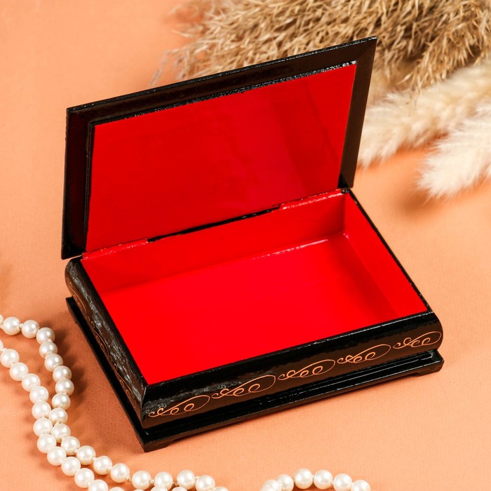 Шкатулка для украшений «Зимняя тройка коней», 10×14 см, лаковая миниатюра