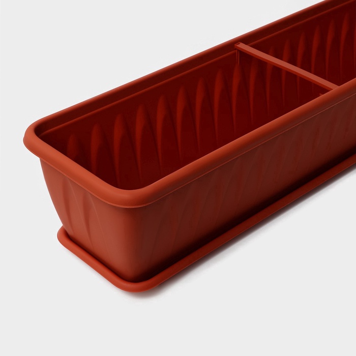 Балконный ящик для цветов «Алиция», 18 л, 100×19×17 см, с поддоном, цвет терракотовый